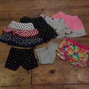 7 pc Girls Skirts & Shorts, Capri Leggings sz 4